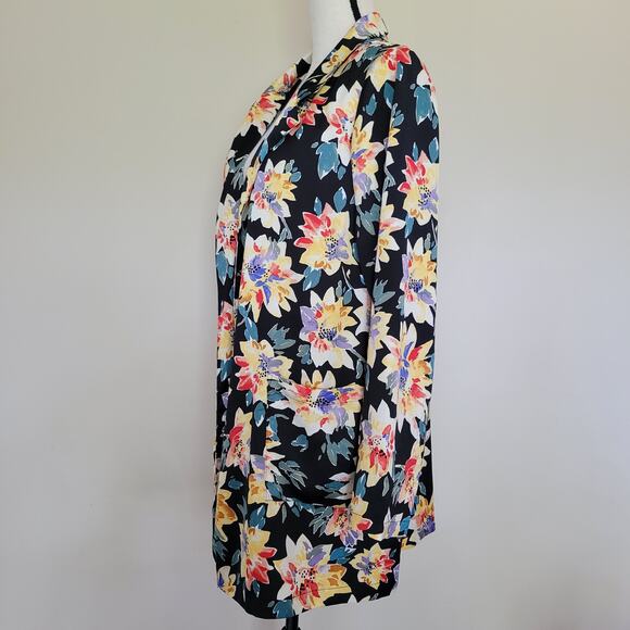EUC Ava & Viv Size X (14) Open Belted Tie Wrap Jacket Pockets Collar Floral - Picture 7 of 16